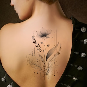 花のタトゥーデザイン：印刷可能なテンプレート（すぐにダウンロード可能）