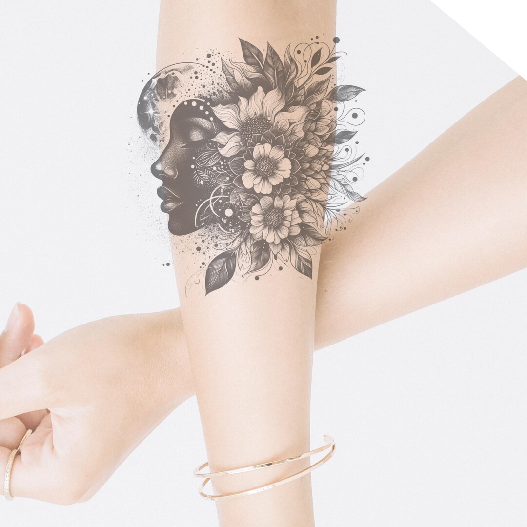 Flowers Tattoo Design. Woman Face Tattoo Design. Woman Tattoo Design ...
