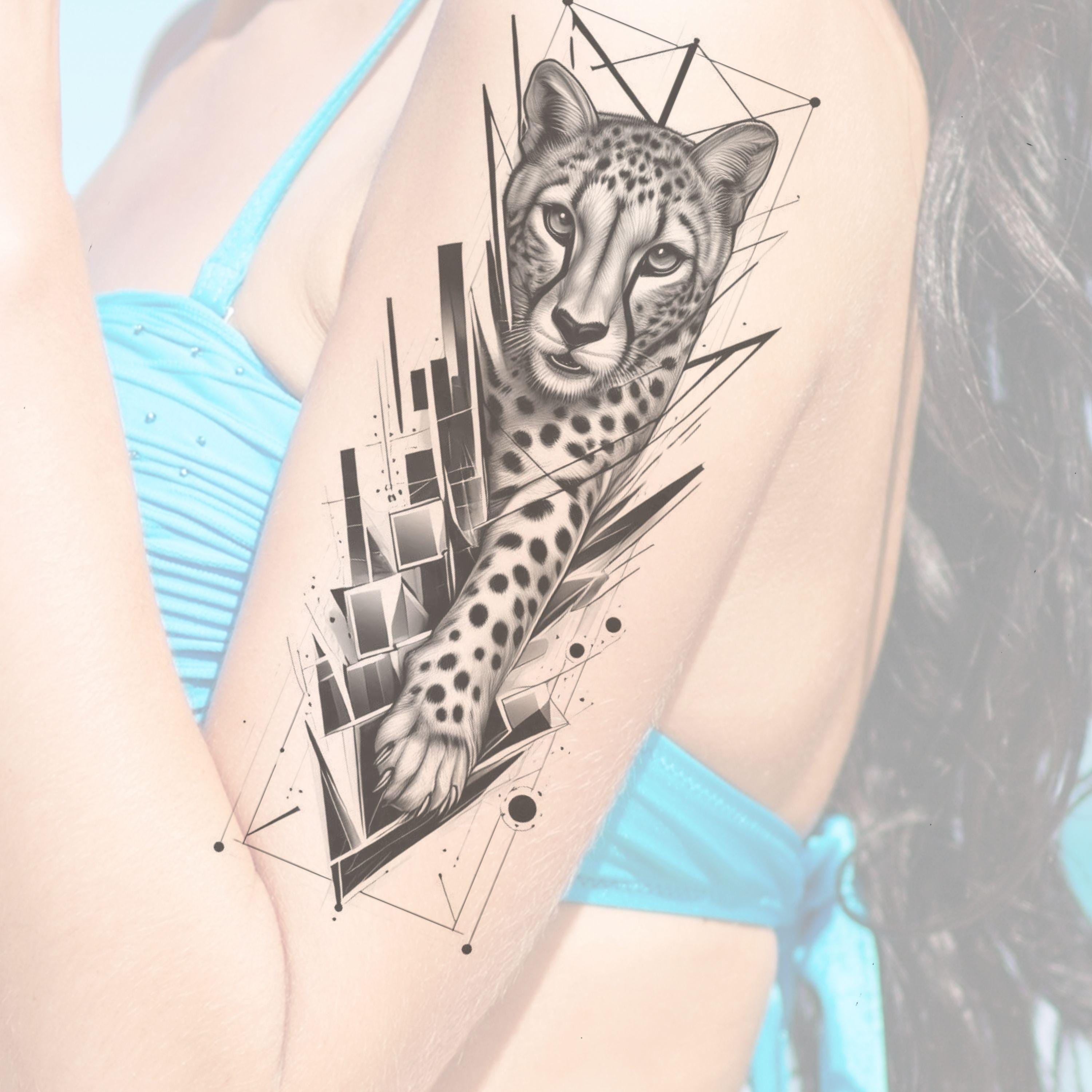 Geometric Leopard Tattoo Design: Printable Template (instant Download) -  Etsy, image size:3000x3000