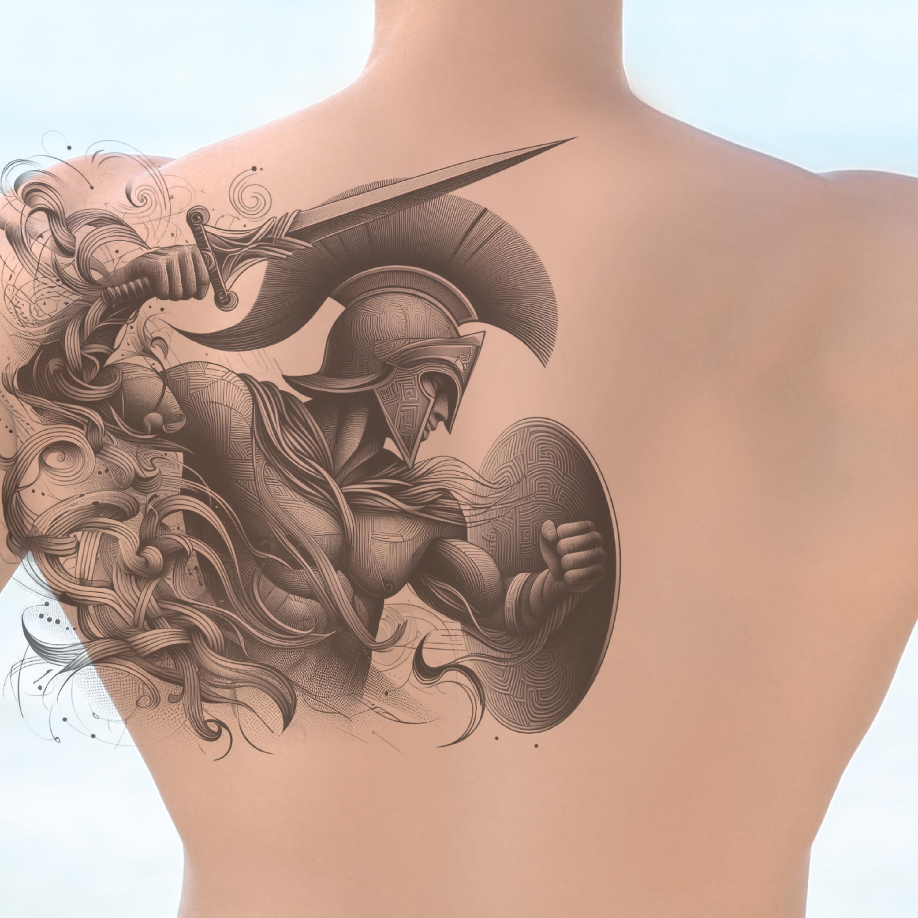 Greek Warrior Tattoo Design: Roma Style (digital Download) - Etsy, image size:3000x3000