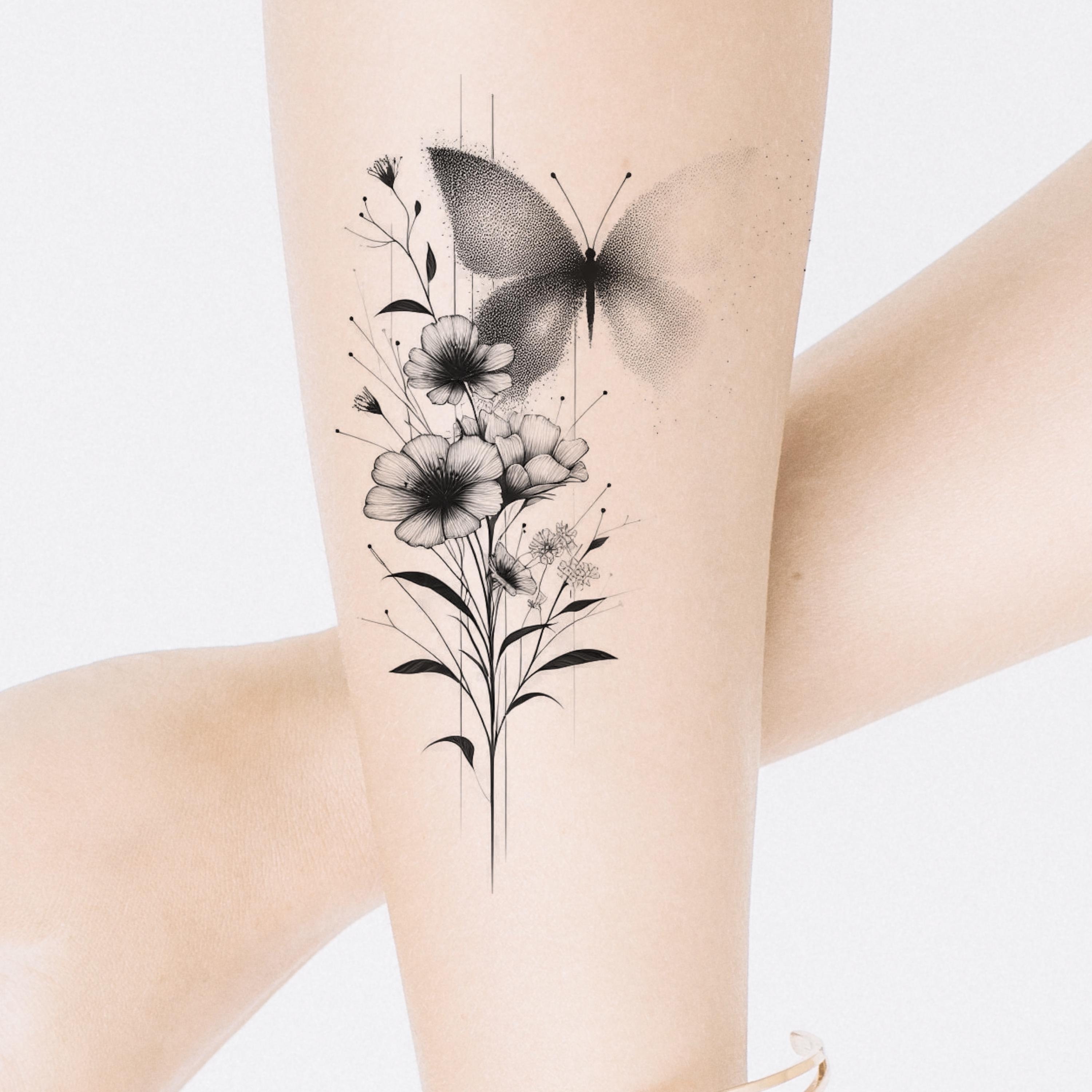 Butterfly and Flower Tattoo Ideas