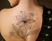 Floral Tattoo Design: Printable Flower Template (Instant Download)