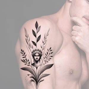 Goddess Flower Tattoo Design: Printable Template (Instant Download)