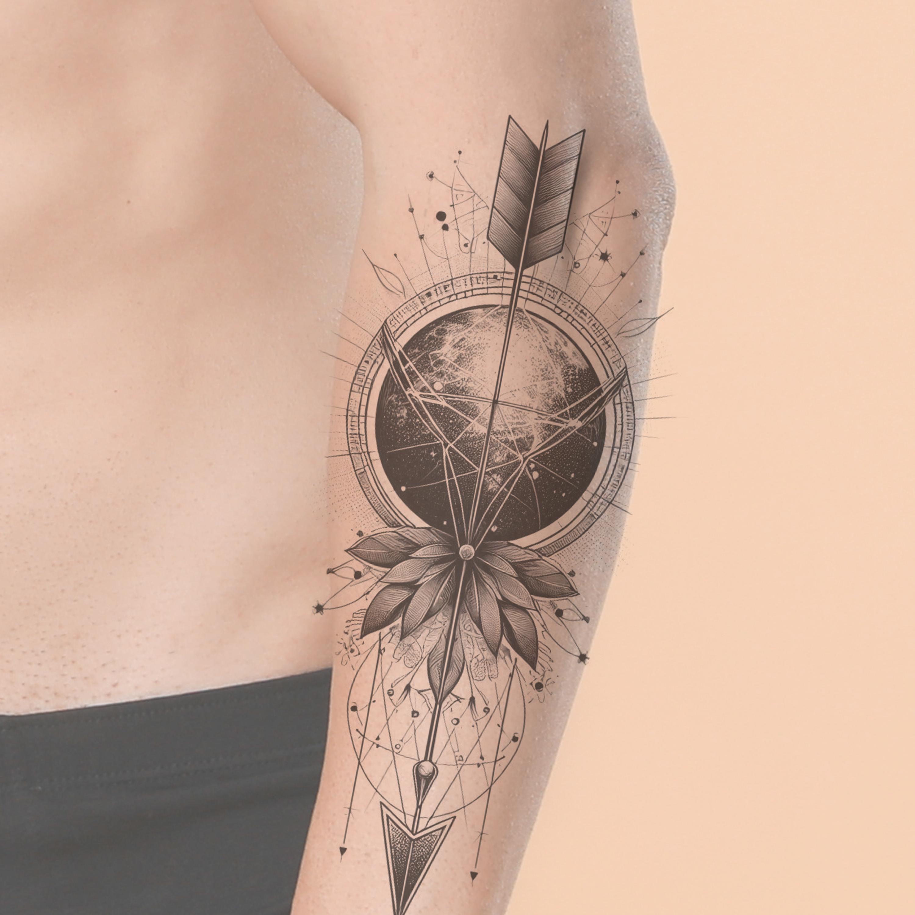 Pfeil Erde Tattoo Design: Geometrisch Himmlisches Tattoo (digitaler  Download) - Etsy Österreich, image size:3000x3000