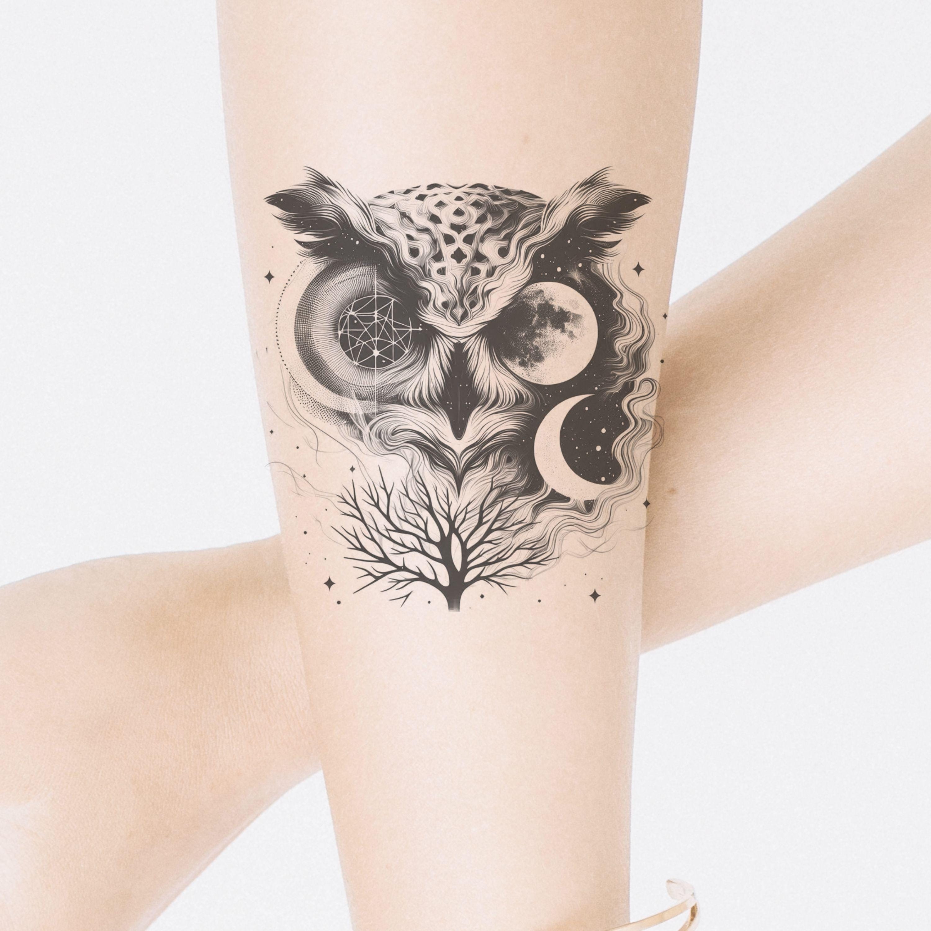 Eule Tattoo-Design: Nachthimmel Vorlage (Digitaler Download) - Etsy  Österreich, image size:3000x3000