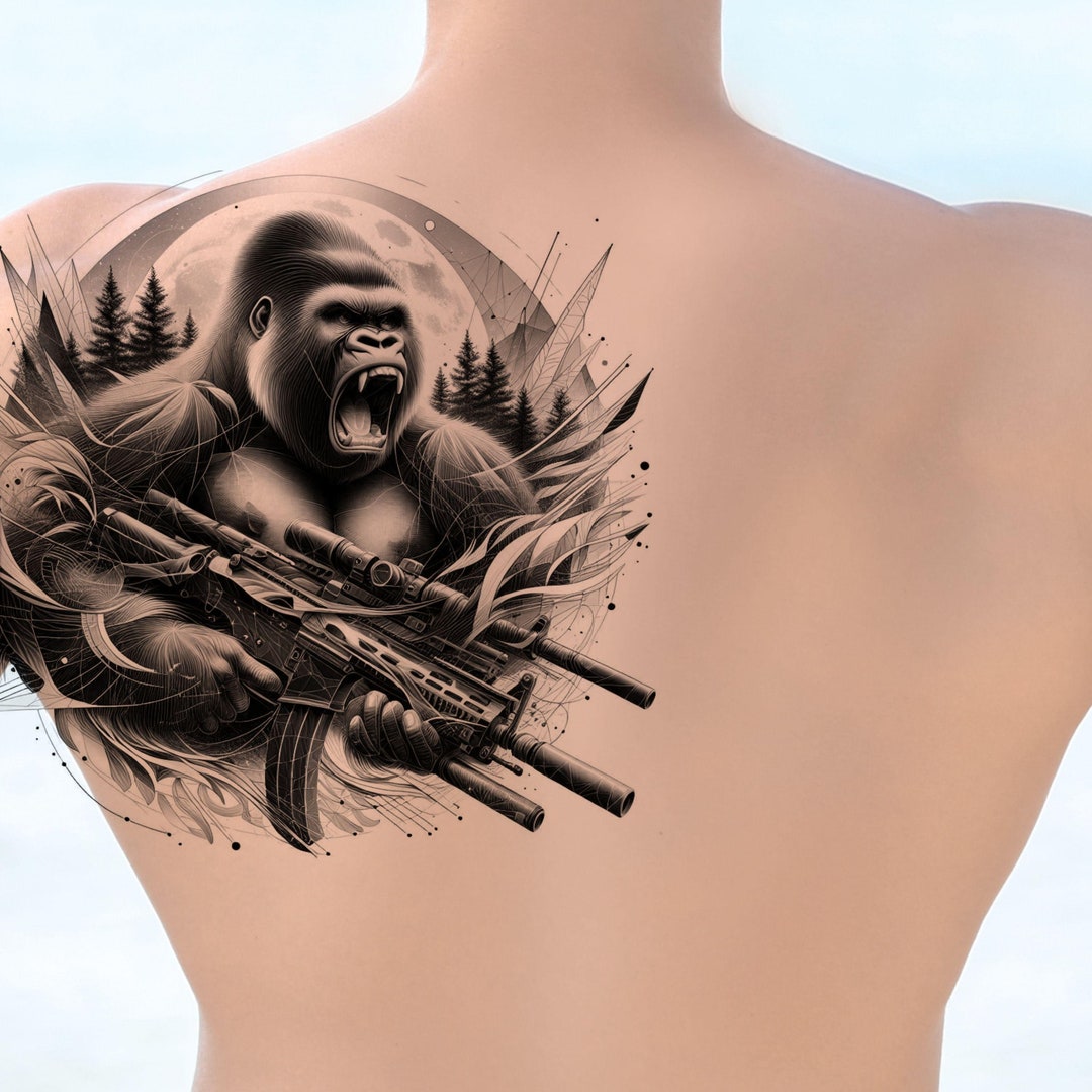 Gorilla Tattoo Design - Gun Tattoo Design - Custom Tattoo Design - Instant  Download - Printable Template - Feel Special-downloadprintdoit - Etsy, image size:1080x1080