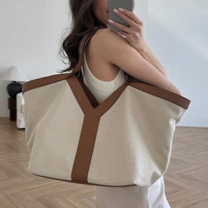 Canvas Tote Bag, Cotton Canvas Tote Bag, Large Shoulder Bags, Women&#39;s Tote Bag