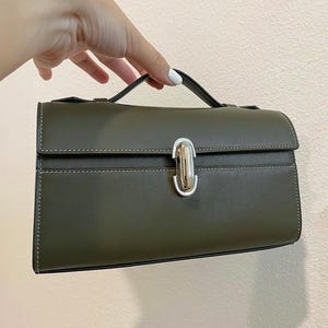 Clutch Bag, Women's Leather Top Handle Bag, Small Leather Tote Bag image 1