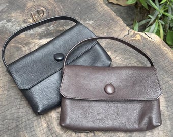 Genuine Leather Top Handle Bag, Small Leather Tote Bag, Minimal Handbag, Chic Handbags