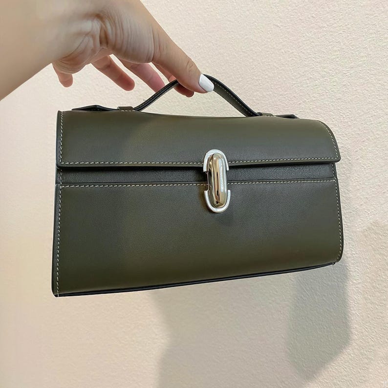 Clutch Bag, Women's Leather Top Handle Bag, Small Leather Tote Bag image 1