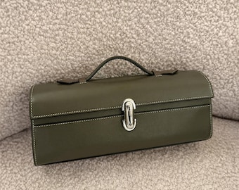 Leder Clutch Bag, Damen Leder Top Griff Bag, kleine Leder Tragetasche