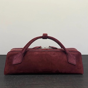 Suede Top Handle Bag, Women&#39;s Leather Shoulder Bag, Trendy Leather Tote Bag, Genuine Suede Handbags