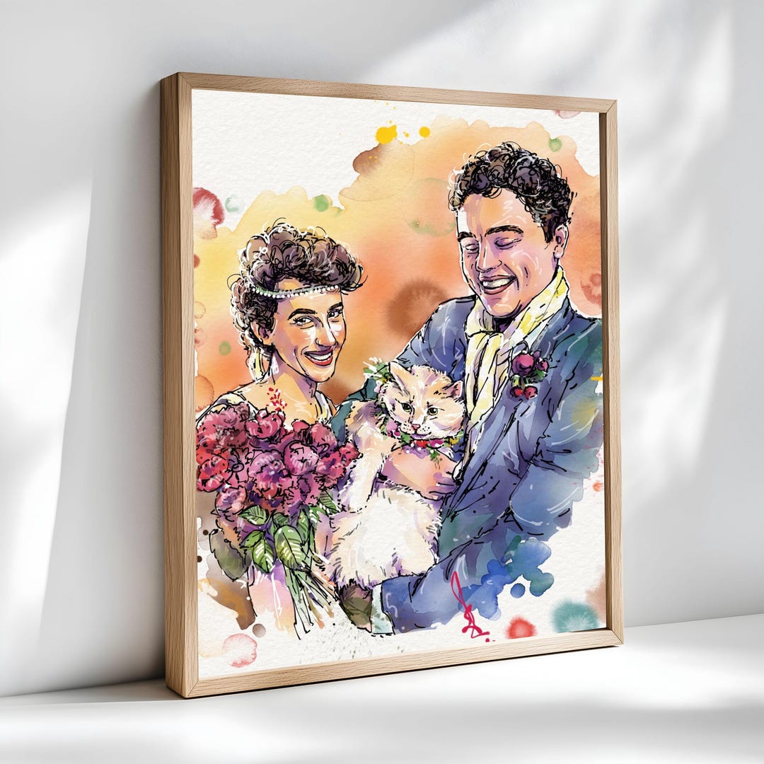 Customised Drawings Portrait of 3, Personalized Watercolor Sketch, Custom Painting From ...