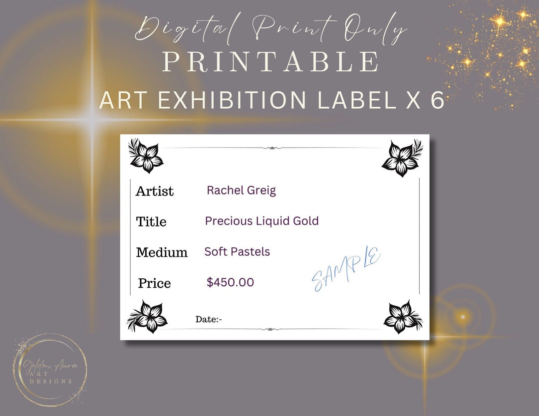 PRINTABLE ART EXHIBITION Labels Gallery Placement Cards Artwork Title ...