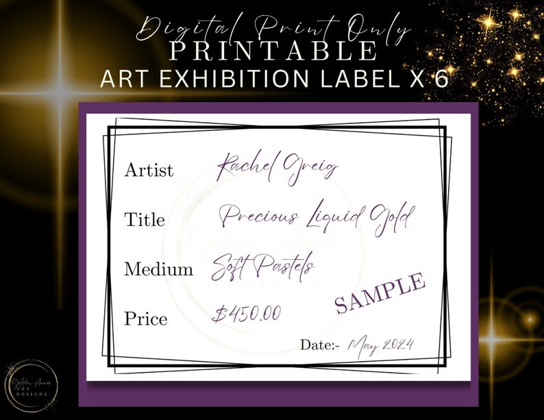 Printable ART EXHIBITION LABELS Gallery Placement Cards Artwork Title