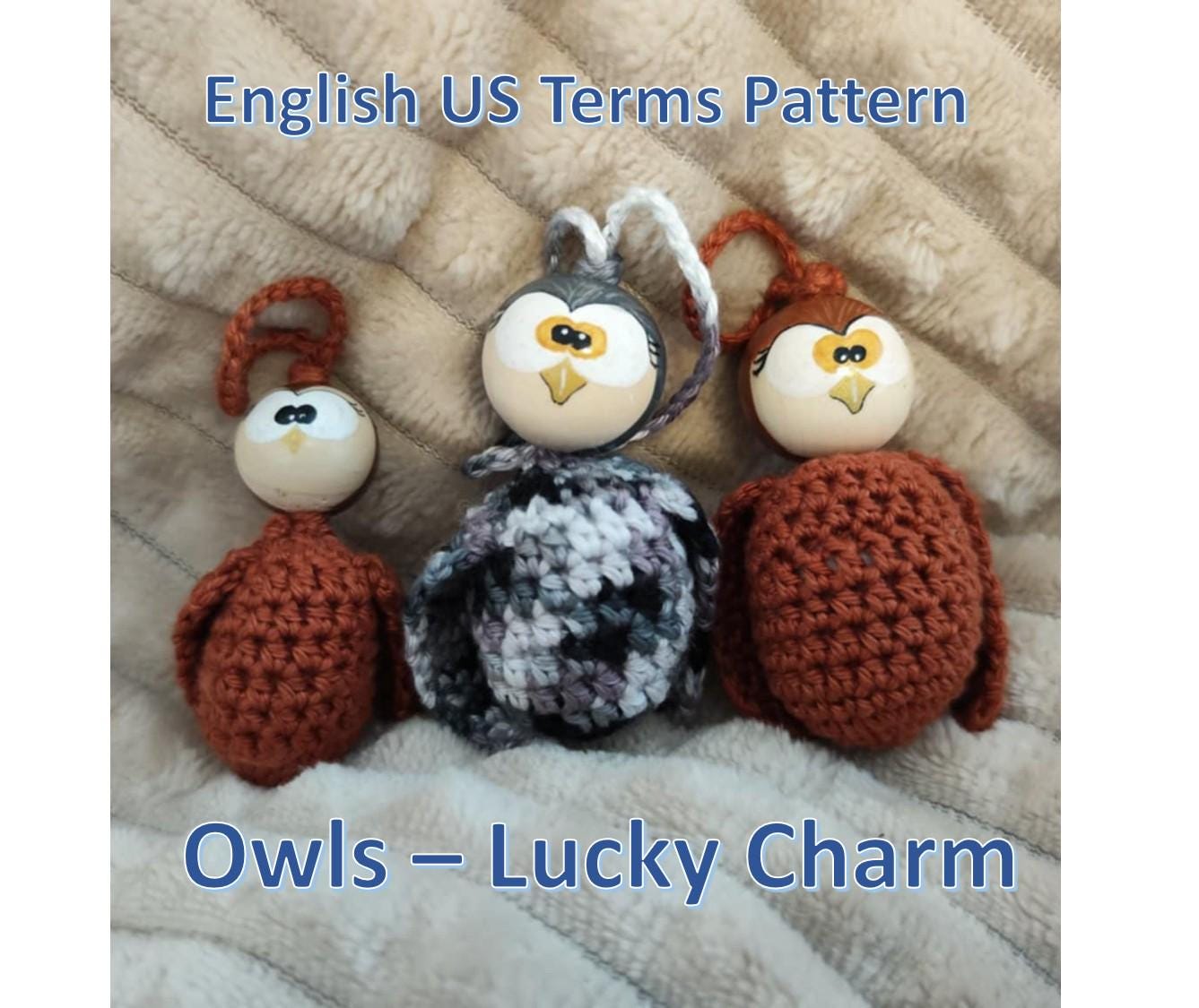 Owl as a worry worm, english digital crochet pattern US terms