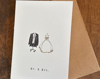 Biglietto di auguri di matrimonio Mr&Mrs glitter semplice