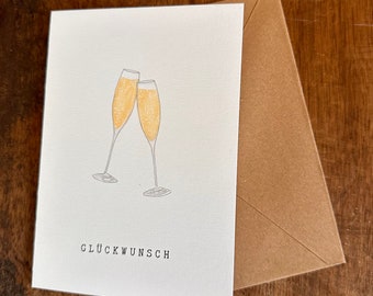 Glückwunschkarte Champagne Aquarell Karte Hochwertig
