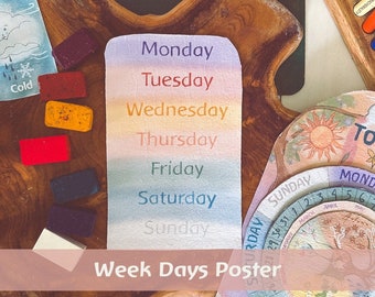 Rainbow Days of the Week Poster, Steiner Waldorf Learning (Digital Download)