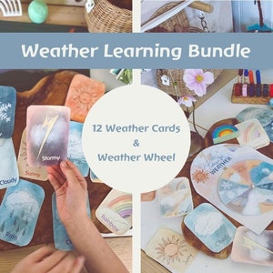 Pacote meteorológico, cartões meteorológicos, roda meteorológica para aprendizagem nos primeiros anos, download para impressão, cartões de aprendizagem, Waldorf, Steiner