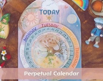 Perpetual Calendar, Year round Calendar, Printable Download, Early Years Learning , Home Learning, Waldorf, Steiner, Calendar Learning