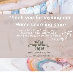 May include: Thank you for visiting our Home Learning store. Stay in touch by favouriting this Etsy shop to be informed of new products, discounts & sales. Wild Mountain Child @wild_mountain_child www.wildmountainchild.com