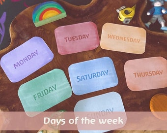 Days of the Week Learning Cards, Days of the week classroom decor, Early Years Learning ,Printable Download, Learning Card, Waldorf, Steiner