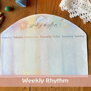 Wekelijks ritme, Waldorf-weekritme, afdrukbare download, leren voor jonge kinderen, thuisschool, wekelijkse routine,