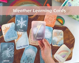 Hand-Drawn Weather Flash Cards for Early Years Learning ,Printable Download, Learning Cards, Home Learning Cards, Waldorf, Steiner, Mason