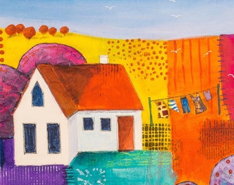 Printed fabric house panel of one of my original paintings