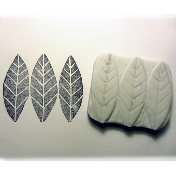 Hand carved three leaves stamp