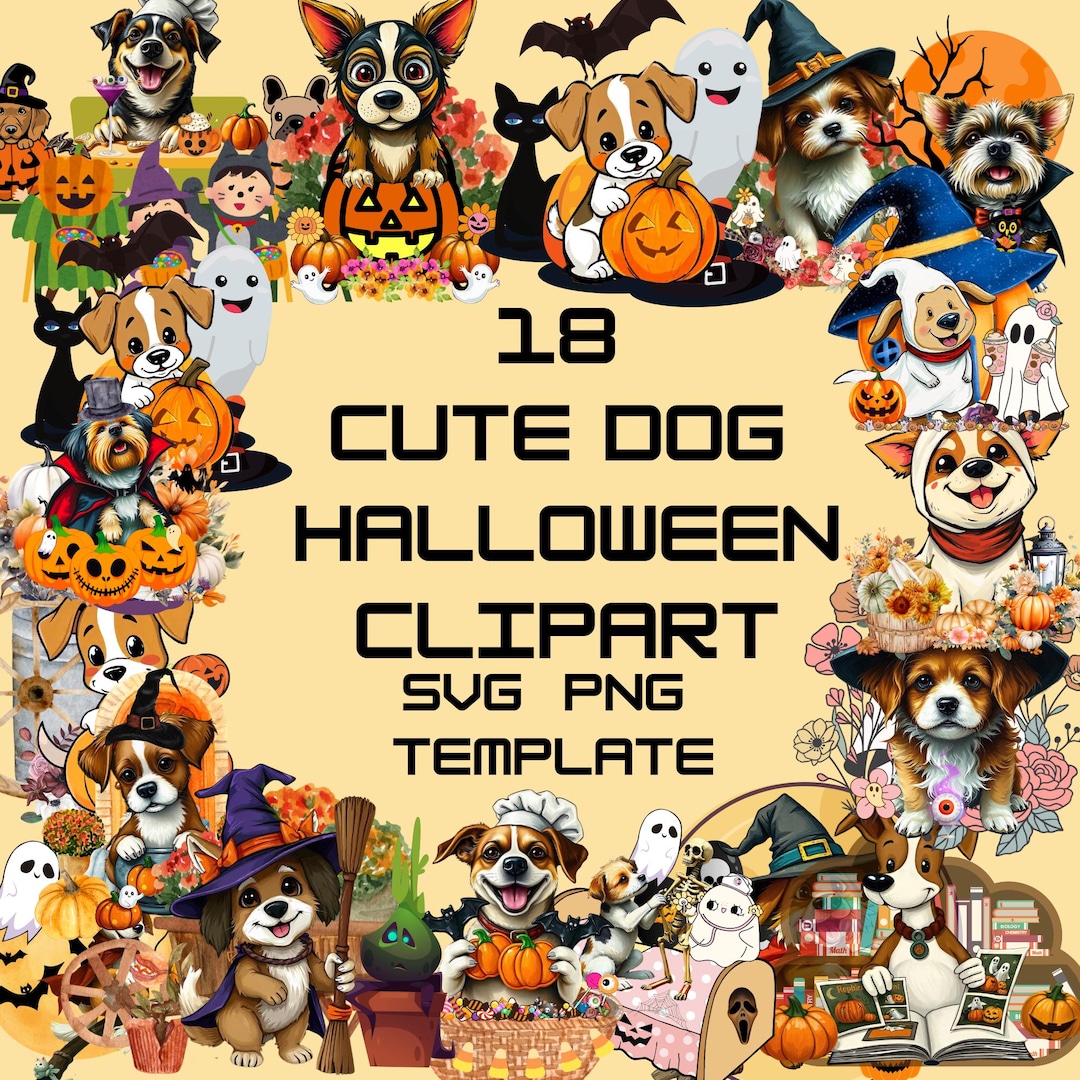 Funny Dog PNG Clipart Bundle Halloween Cartoon Dog Breed Clipart ...
