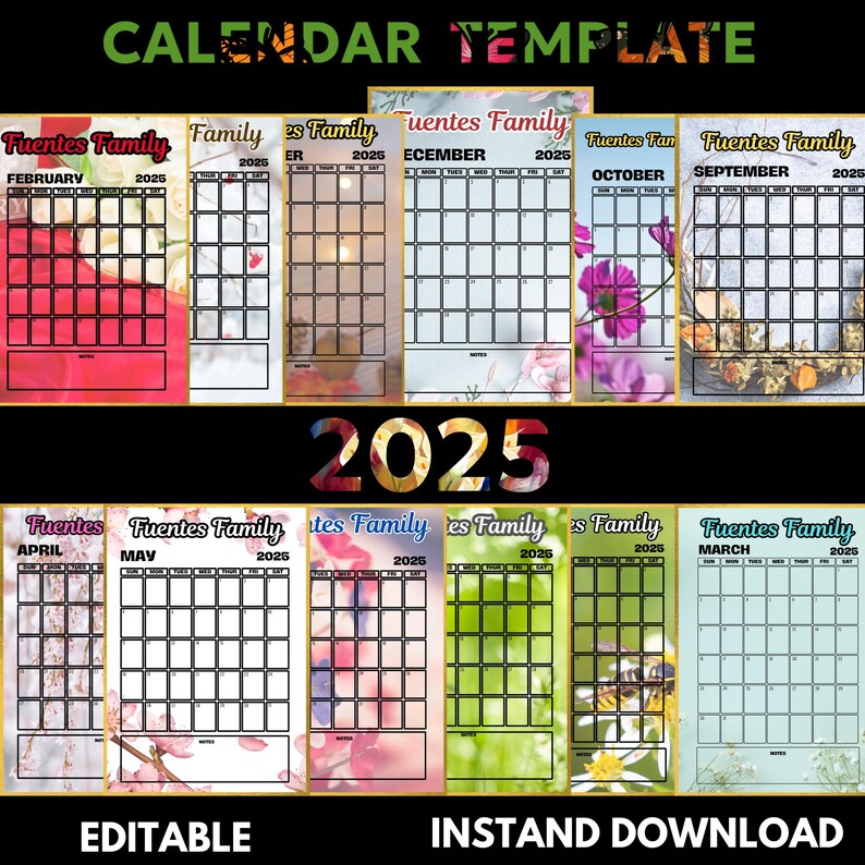 2025 Printable Flower Calendar - Il 794xN.6352532825 Lja9