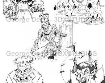 Monster Collection Series 1 Creature Coloring Cards by George Deep