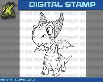 Digital Stamp Instant Download - Baby Dragon