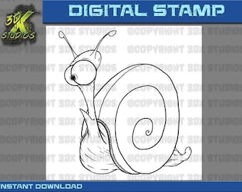 Digital Stamp Instant Download - Cartoon Snail