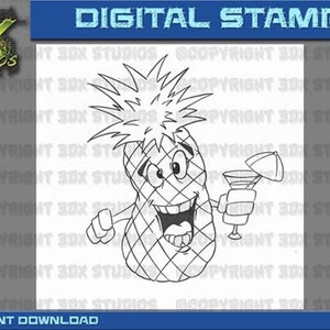 Digital Stamp Instant Download - Party Pineapple Digi