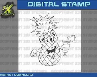 Digital Stamp Instant Download - Party Pineapple Digi