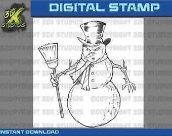 Digital Stamp Instant Download - Winter Snowman Digi