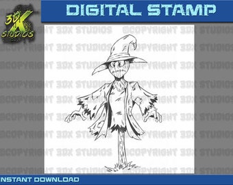 Digital Stamp Instant Download - Scarecrow Digi