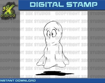 Digital Stamp Instant Download - Goofy Ghost Digi