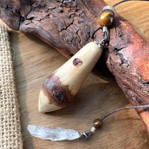Handmade oak wood pendulum with knife, Tiger&#39;s eye pendulum, divinatory pendulum, dowsing, magnetism, spirituality, meditation