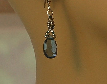 London Blue and Bali sterling silver beaded pierced earrings