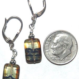 Smoky colored window pane glass beads and sterling silver lever back earrings
