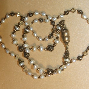 Hand knotted light yellow fresh water pearls, semi precious lemon quartz and solid brass beaded necklace