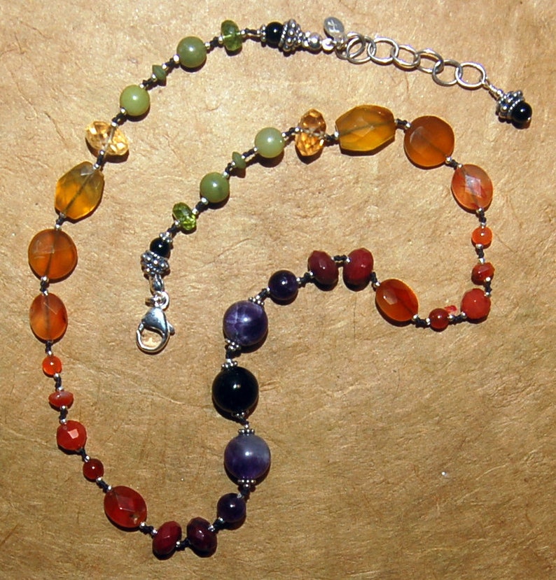 Hand knotted semi precious Fall necklace image 6