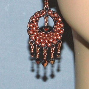 Ethnic India copper fancy dangle pierced earrings