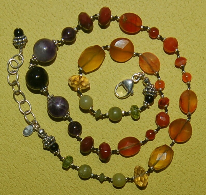 Hand knotted semi precious Fall necklace image 7