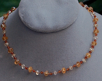 Hand knotted faceted citrine necklace