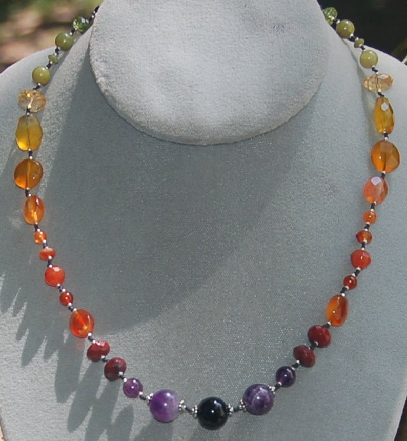 Hand knotted semi precious Fall necklace image 2